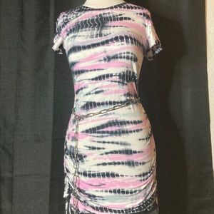 Pink Multi-Color Tie Dye Body con Dress